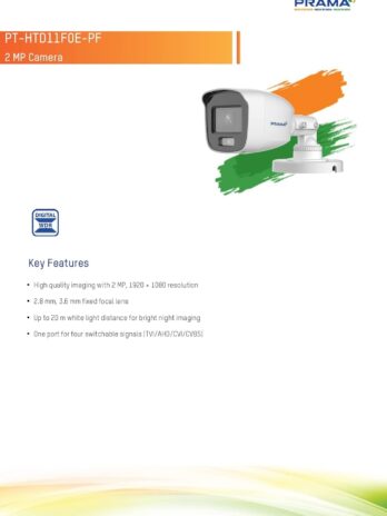 Prama Analog Camera 2MP Audio Camera 20m Warm Light Full Color Camera Colour VU Series with 5 Year Warranty by EvteQ (Camera, PT-HTD11F0E-MFS)