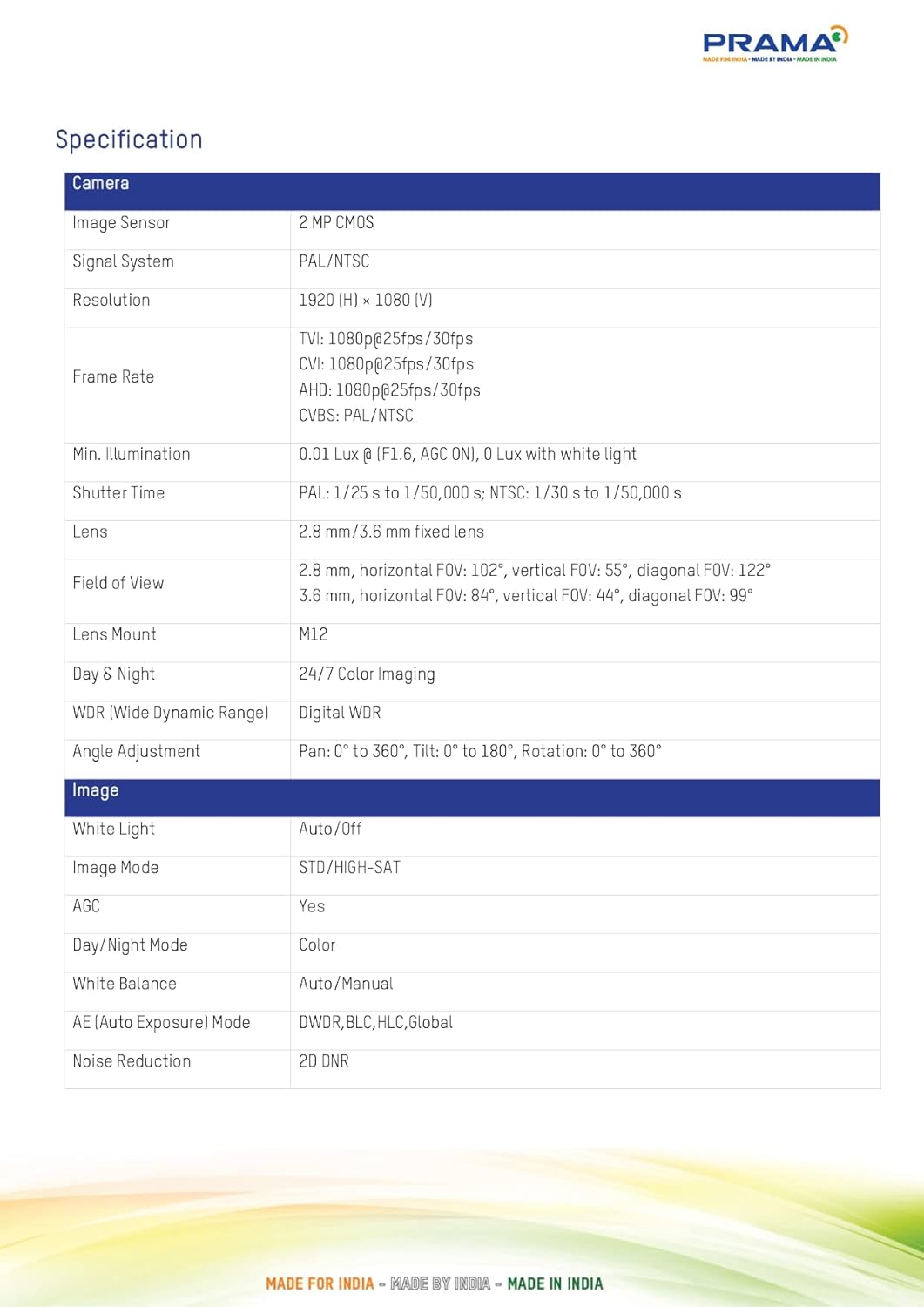 Prama Analog Camera 2MP Audio Camera 20m Warm Light Full Color Camera Colour VU Series with 5 Year Warranty by EvteQ (Camera, PT-HTD11F0E-MFS) - Image 3